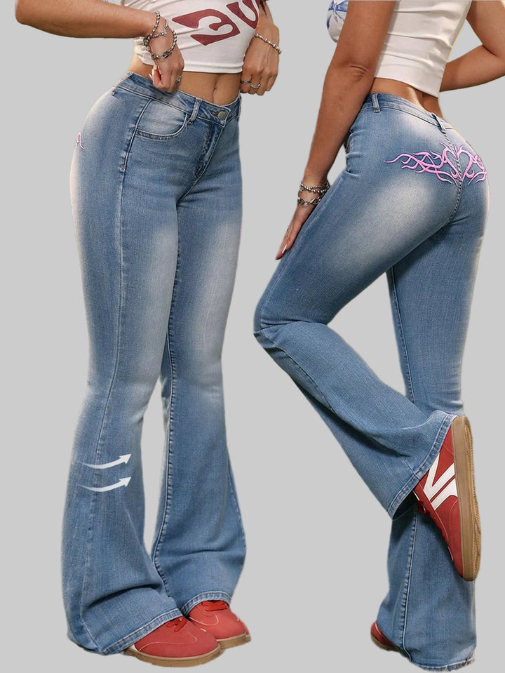 High-Waisted Flared Denim Jeans