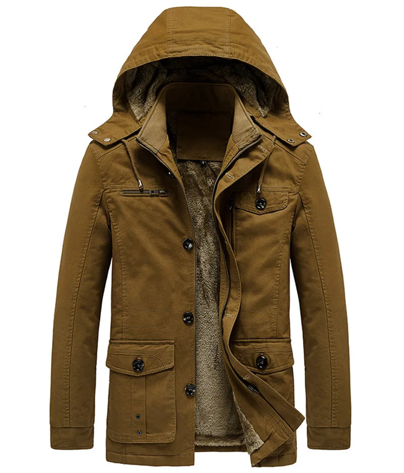 Thick Cotton Padded Multi-Pocket Military Cargo Parka