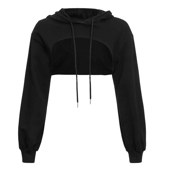 Irregular Cropped Long Sleeve Hoodie