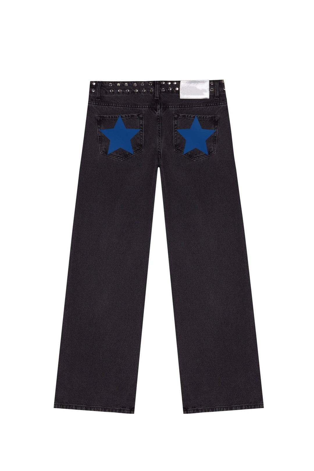 Retro Five-Pointed Star Print High-Waisted Baggy Jeans