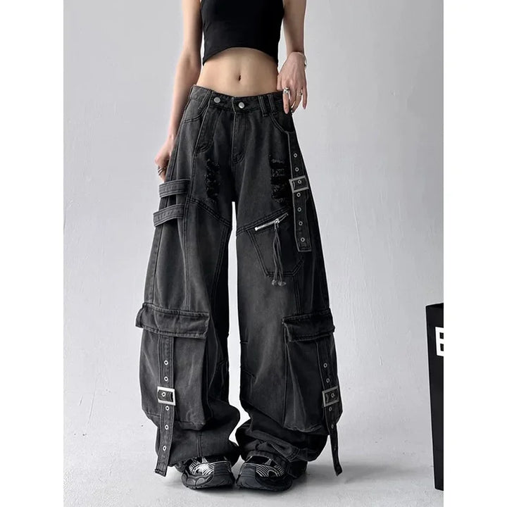 American Retro Deconstructed Sash Jeans