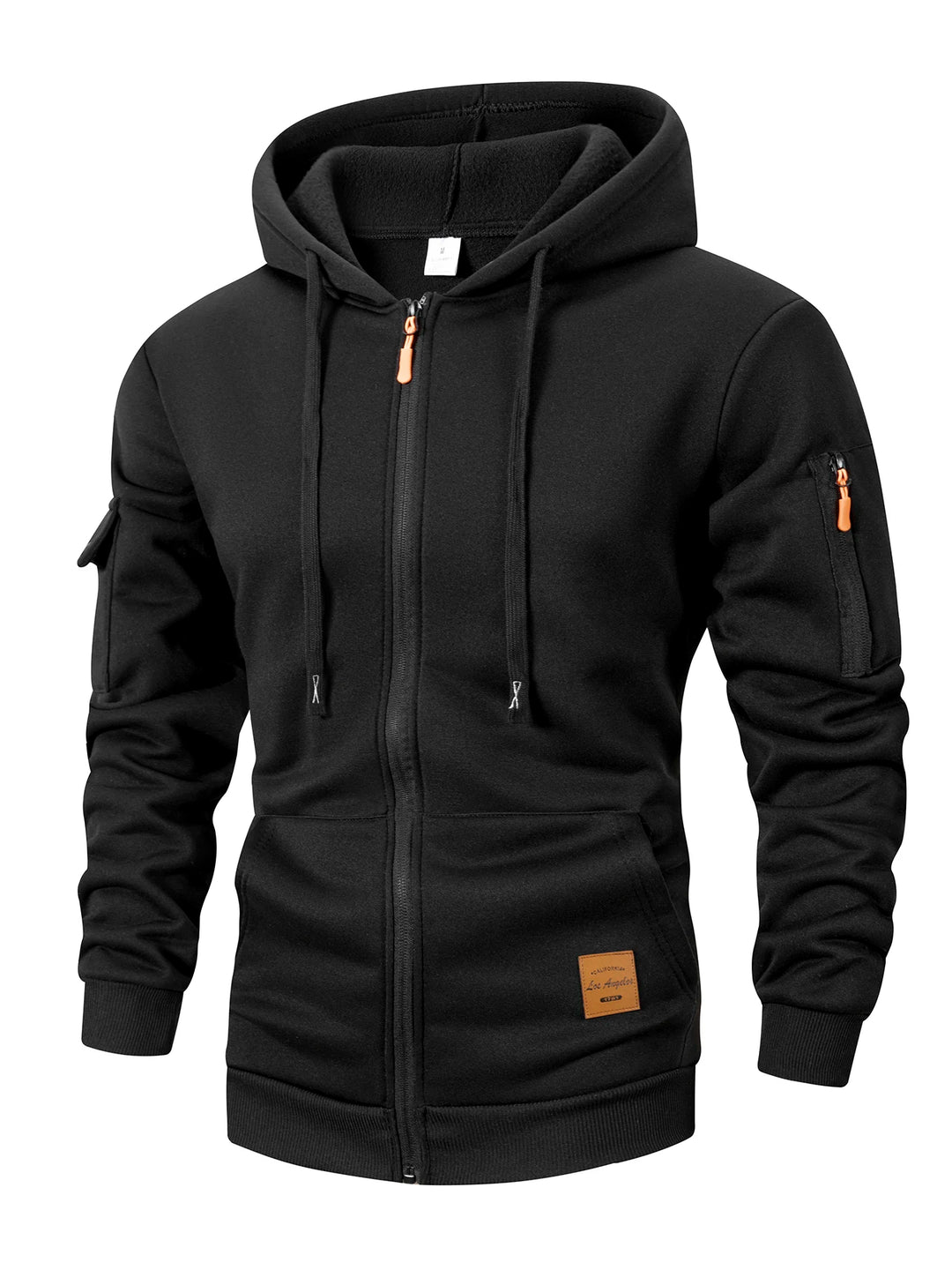 Kangaroo Pocket Solid Color Zipper Hoodie