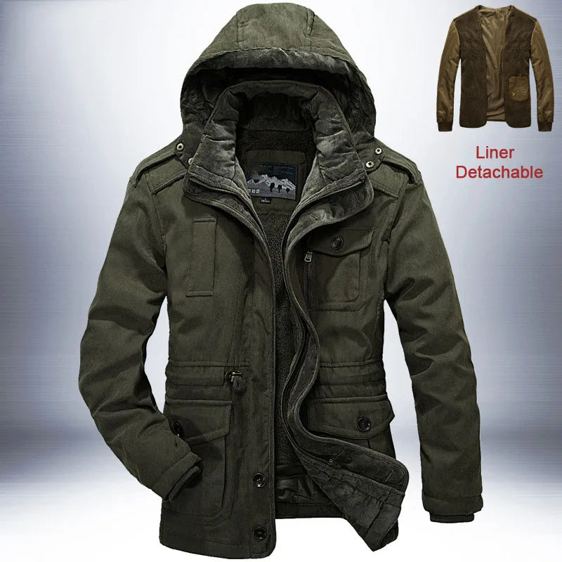 Warm Parka Windbreaker with Detachable Cashmere Liner