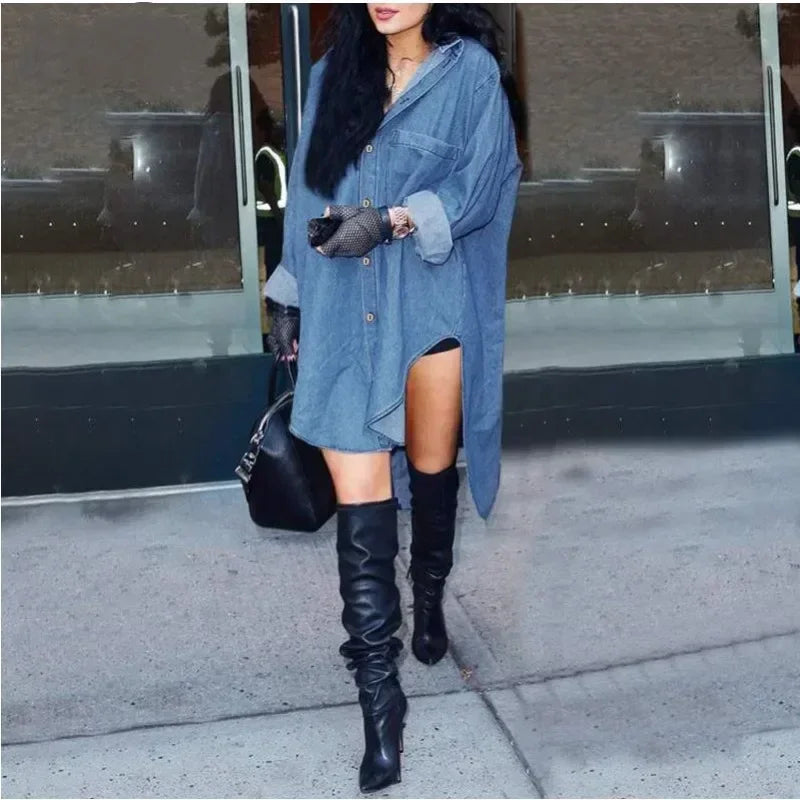 Casual Long Sleeve Irregular Denim Jacket