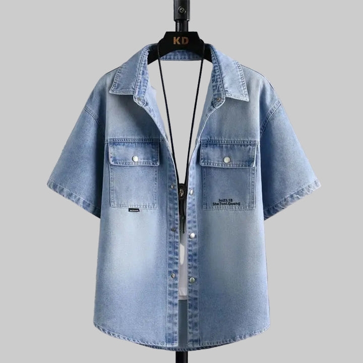 Retro Casual Short Sleeve Denim Shirt