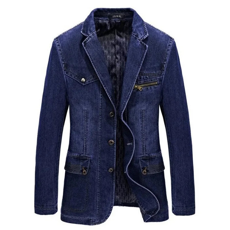 Premium Denim Blazers with Lapel Collar