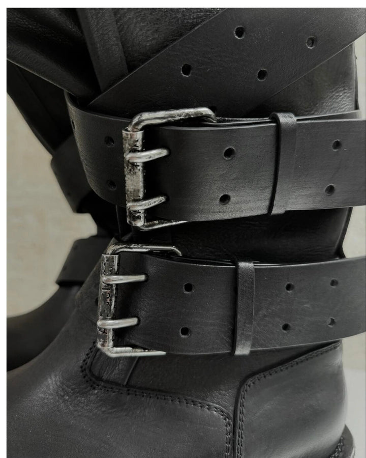 Retro Big Round Toe Height Increasing Boots