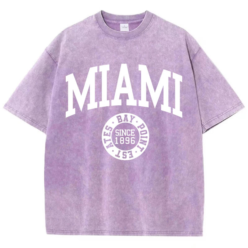 Miami Print Unisex Washed Cotton T-Shirt