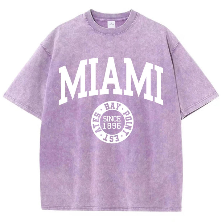 Miami Print Unisex Washed Cotton T-Shirt