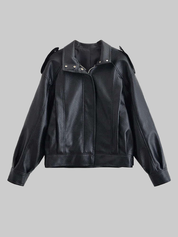 Retro Autumn Texture Leather Jacket