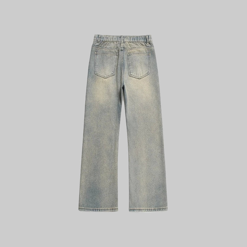 American Retro Blue Washed Loose Jeans