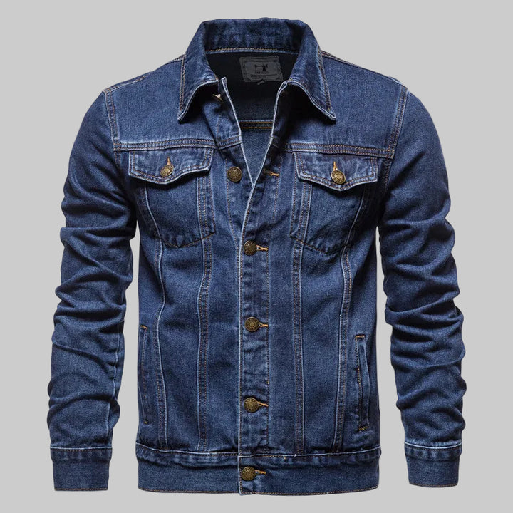 Solid Vintage Motorcycle Denim Jacket