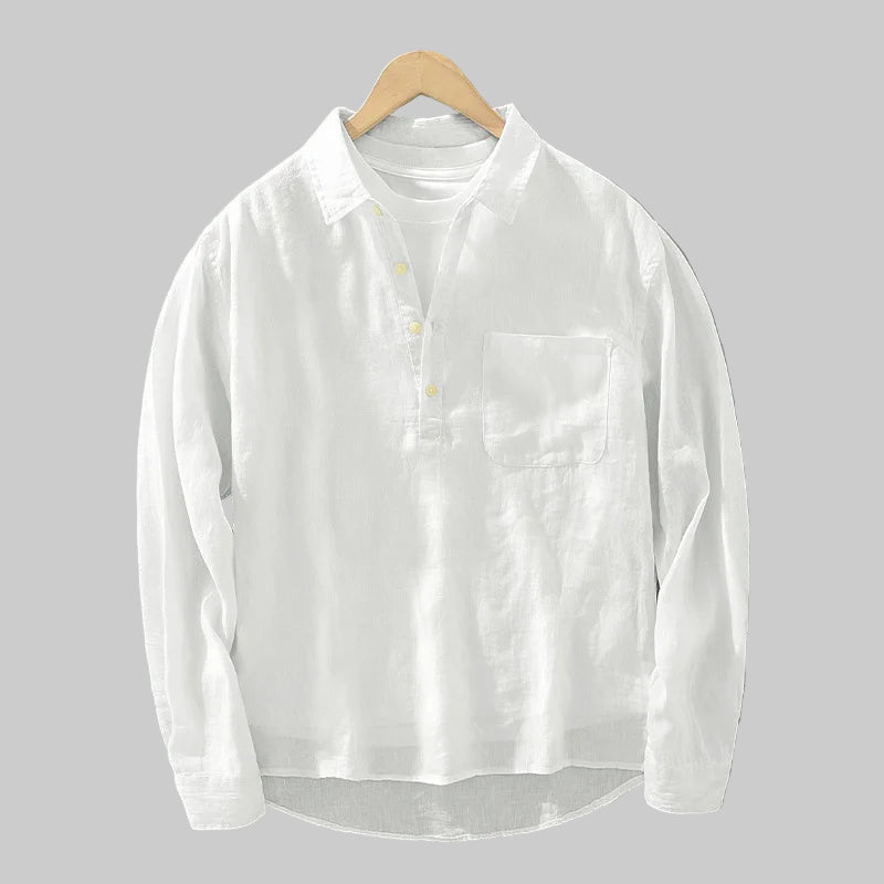 Linen Long Sleeve Pullover Shirt