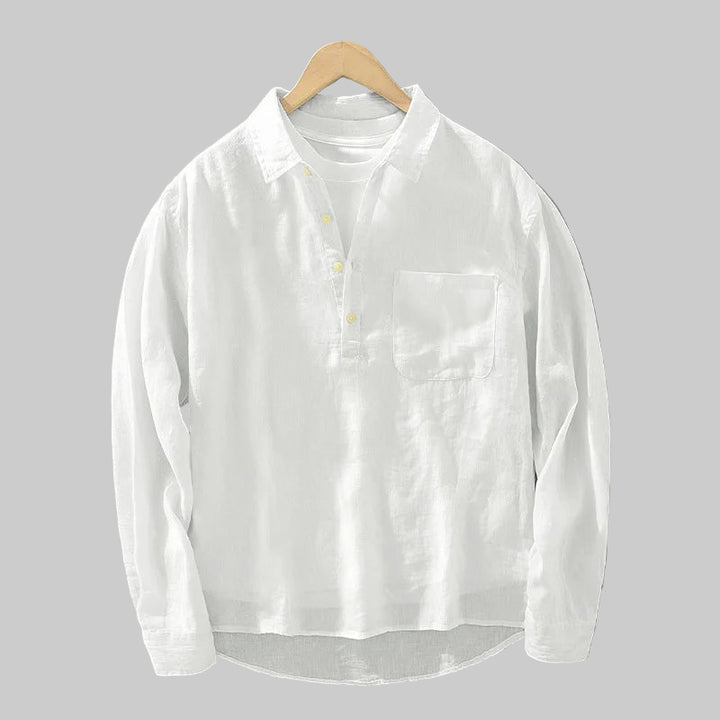 Linen Long Sleeve Pullover Shirt