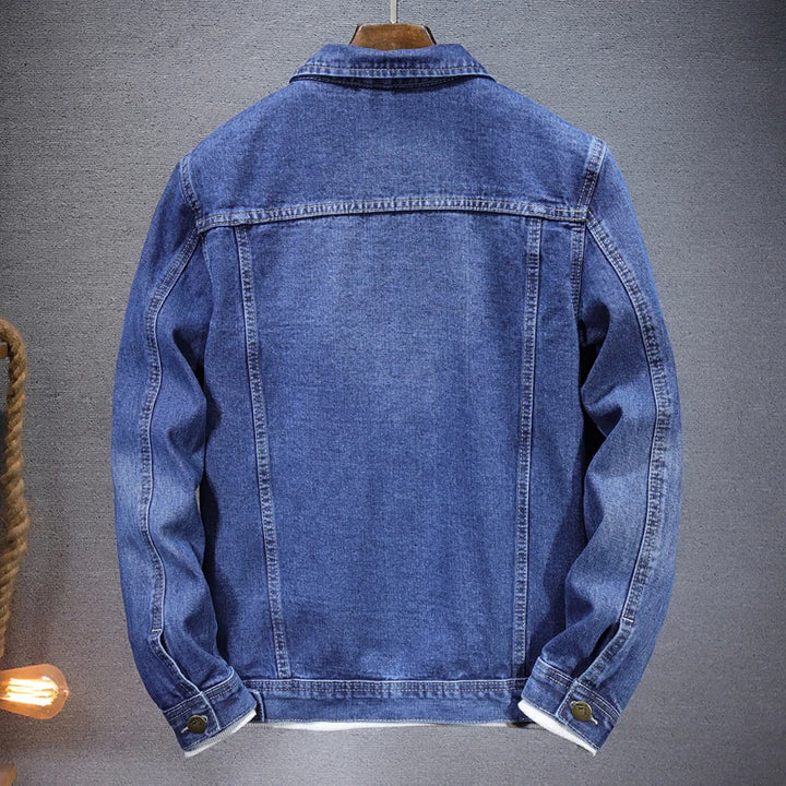 Pure Color Single-Breasted Denim Jacket