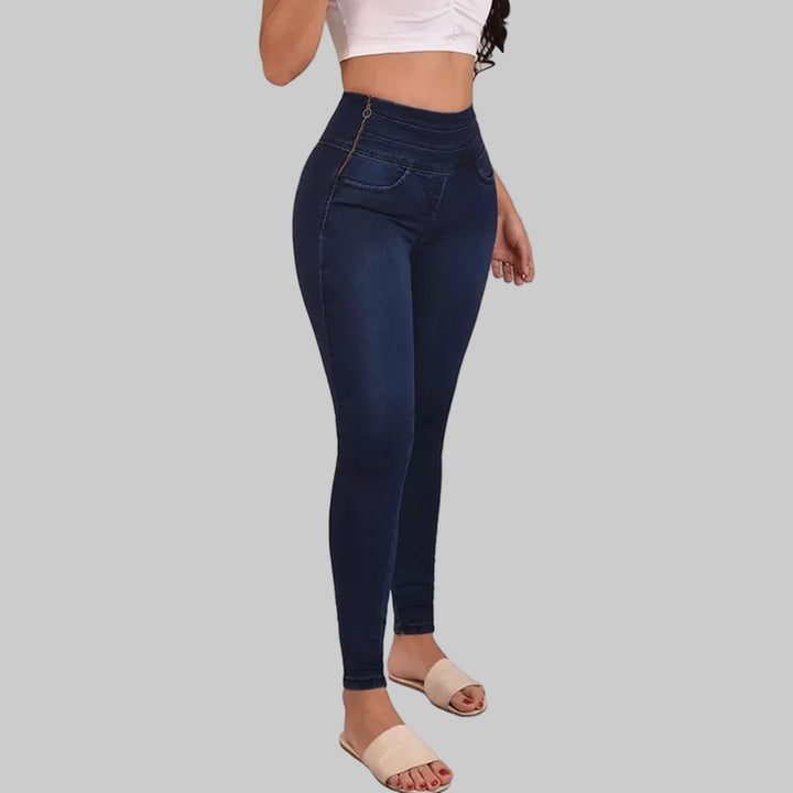 High Waisted Skinny Pants Side Zipper