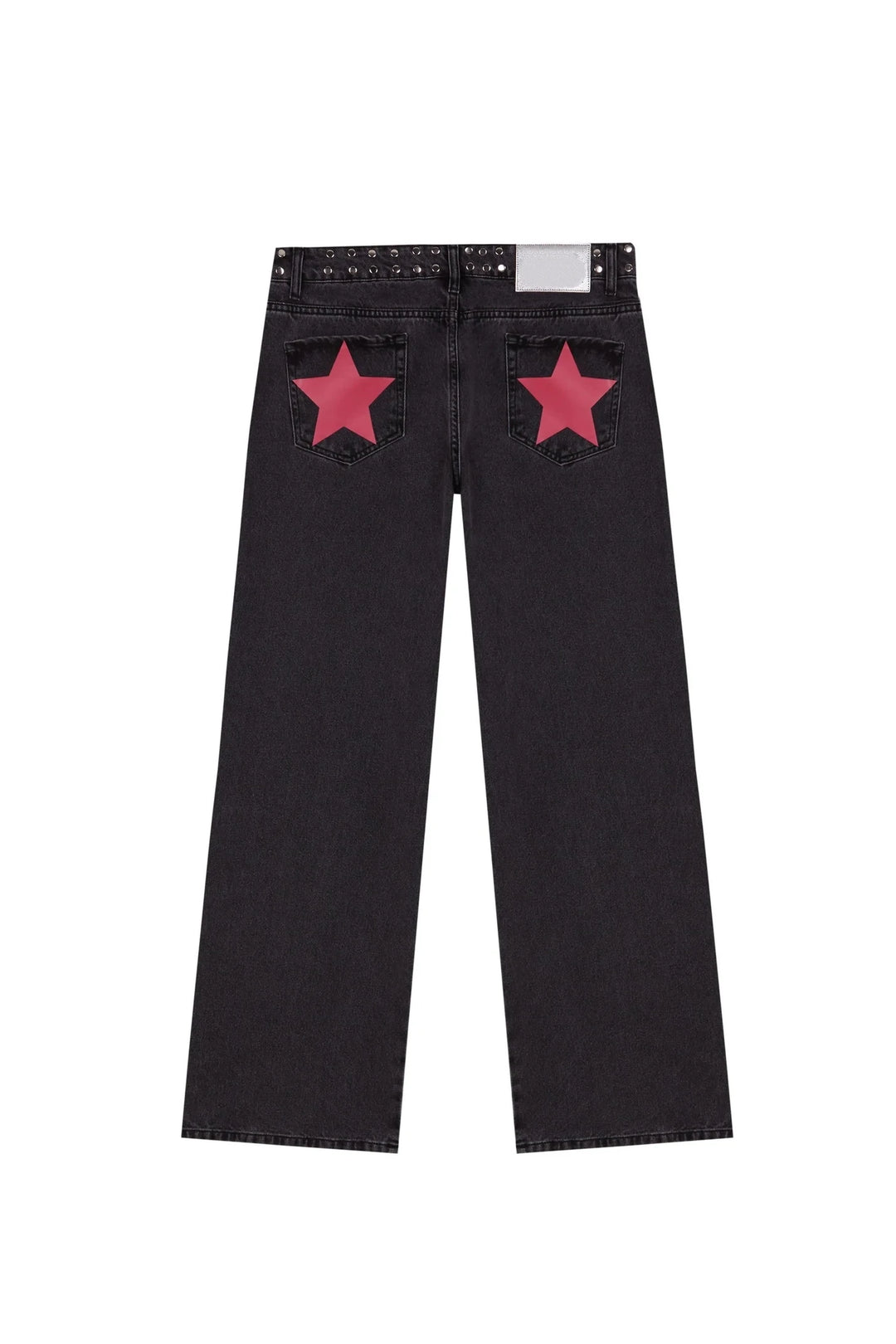 Retro Five-Pointed Star Print High-Waisted Baggy Jeans
