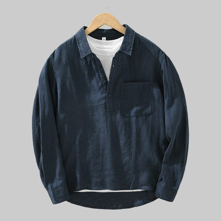 Linen Long Sleeve Pullover Shirt