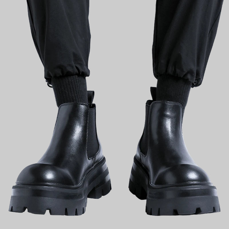 OUNQ minimalist design Leather Winter Boots
