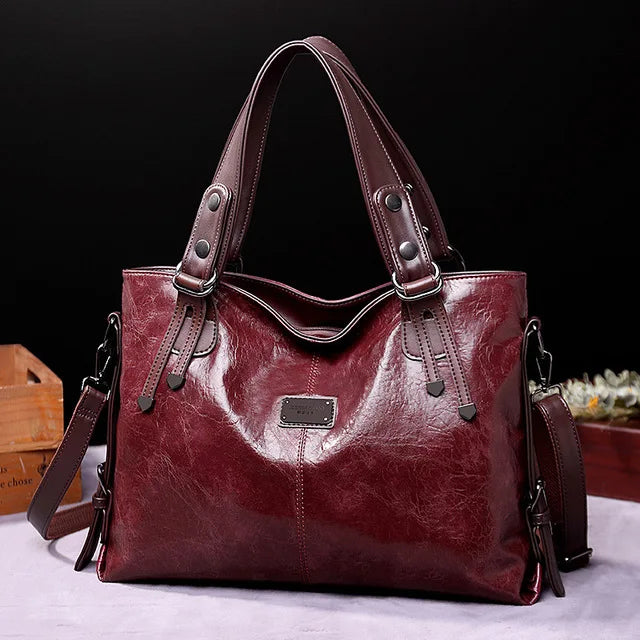 MILA Soft Leather Shoulder Handbag