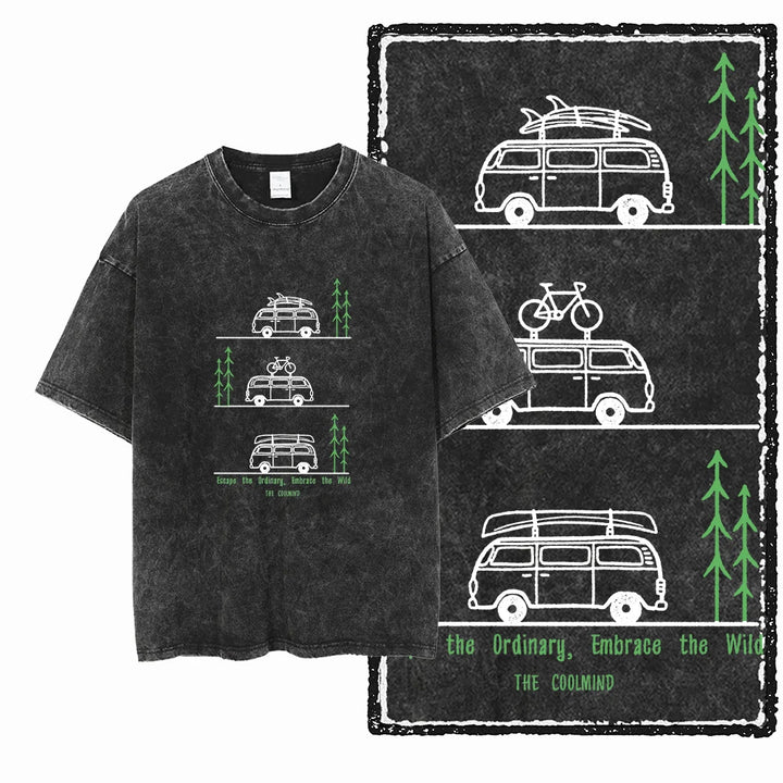 VAN LIFE Vintage Acid Washed Graphic T-Shirts