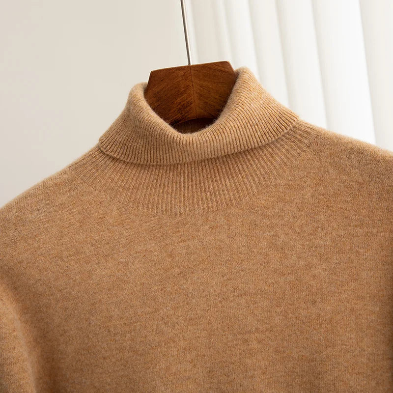 100% Merino Wool Turtleneck Pullover Sweater