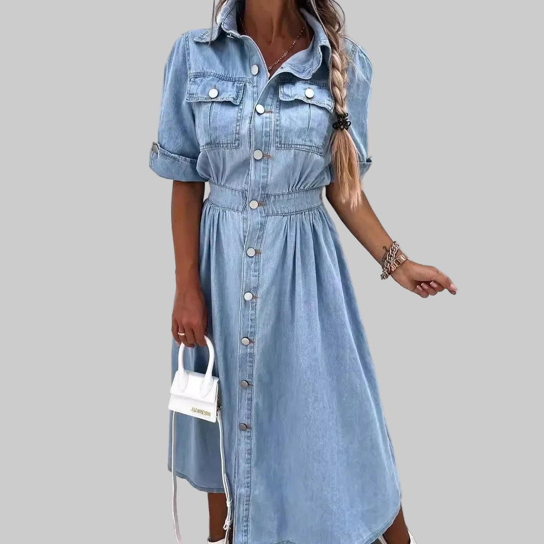 Slimming Elegant Button Down Denim Dress