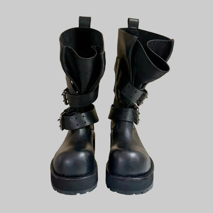 Retro Big Round Toe Height Increasing Boots