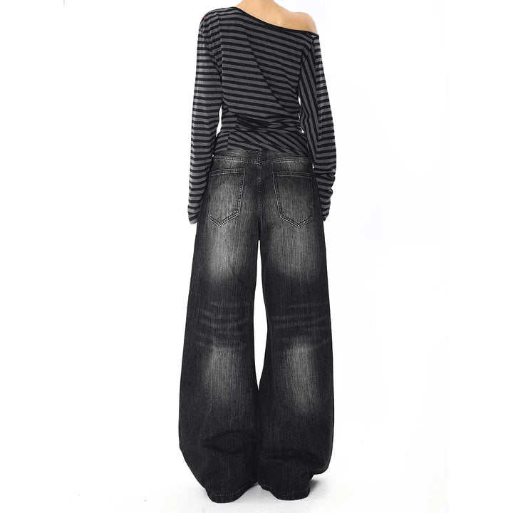 Retro Black Wide Leg Jeans
