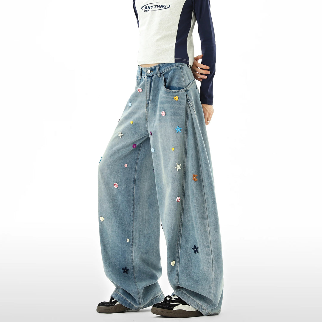 Patchwork Baggy Loose Fit Jeans