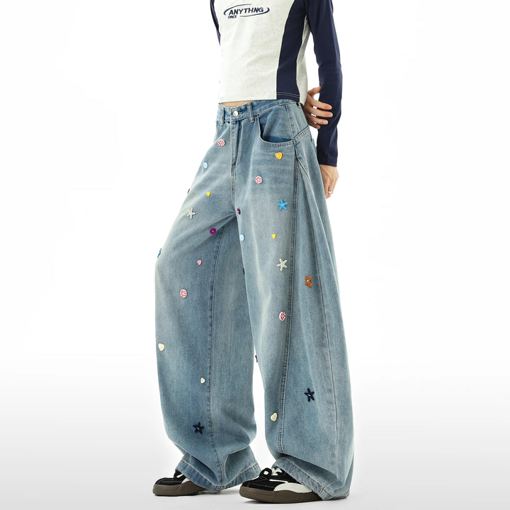 Patchwork Baggy Loose Fit Jeans