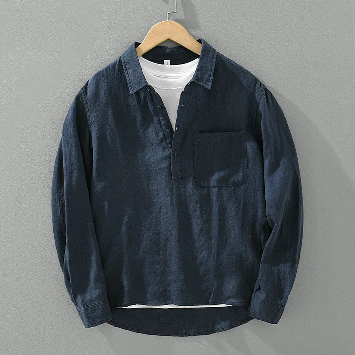 Linen Long Sleeve Pullover Shirt