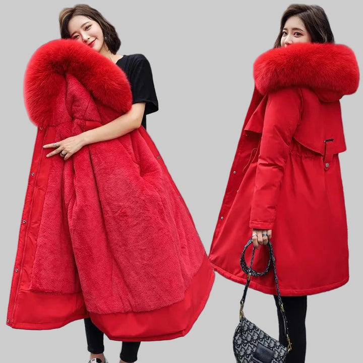 Fitted Mid-Length Parka Warm Casual Outerwear