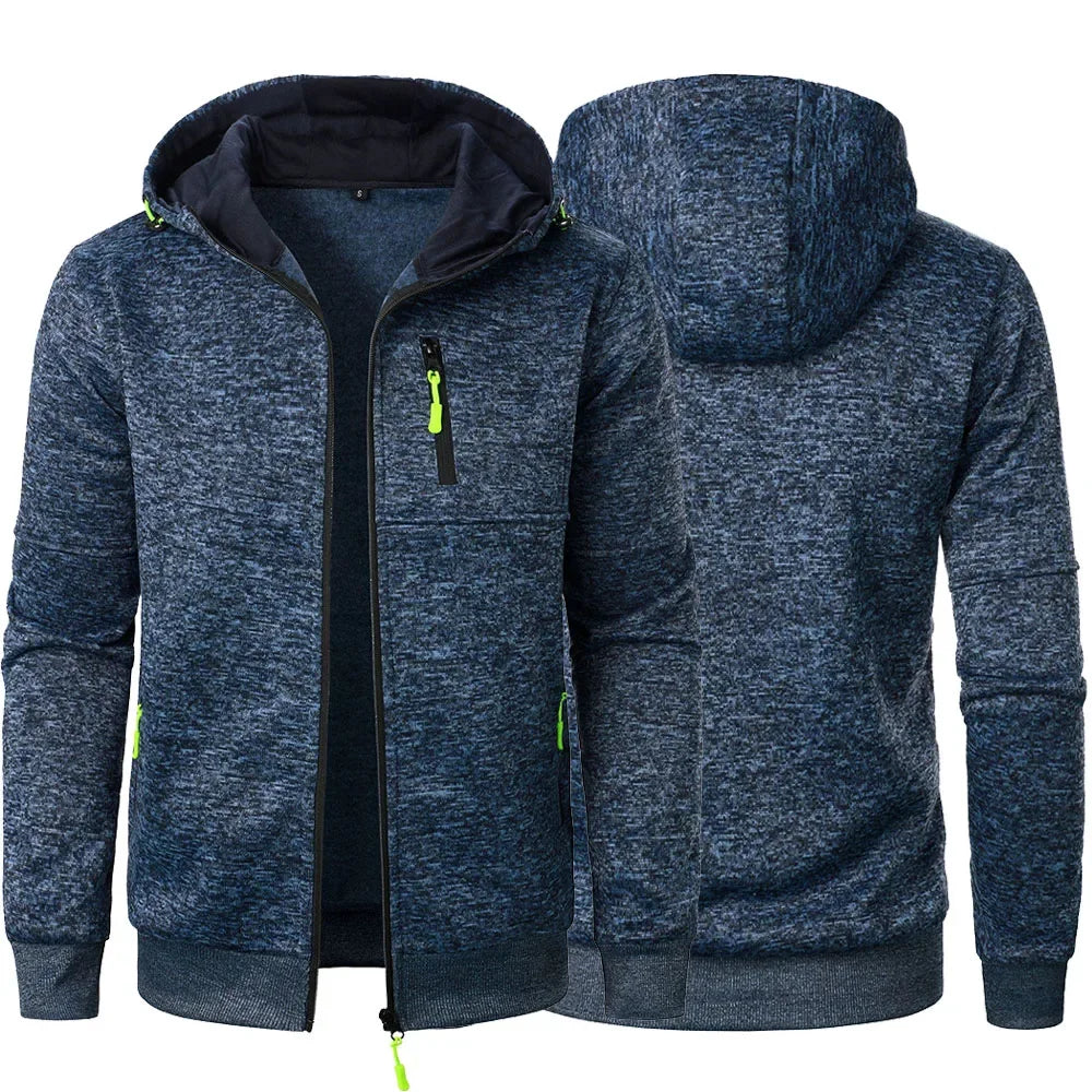Zipper Pocket Jacquard Slim Fit Hoodie
