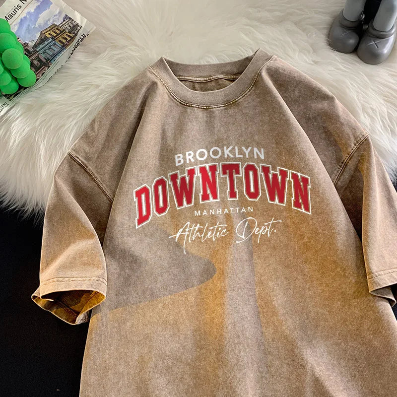 Vintage Washed Brooklyn Downtown Letter T-Shirt