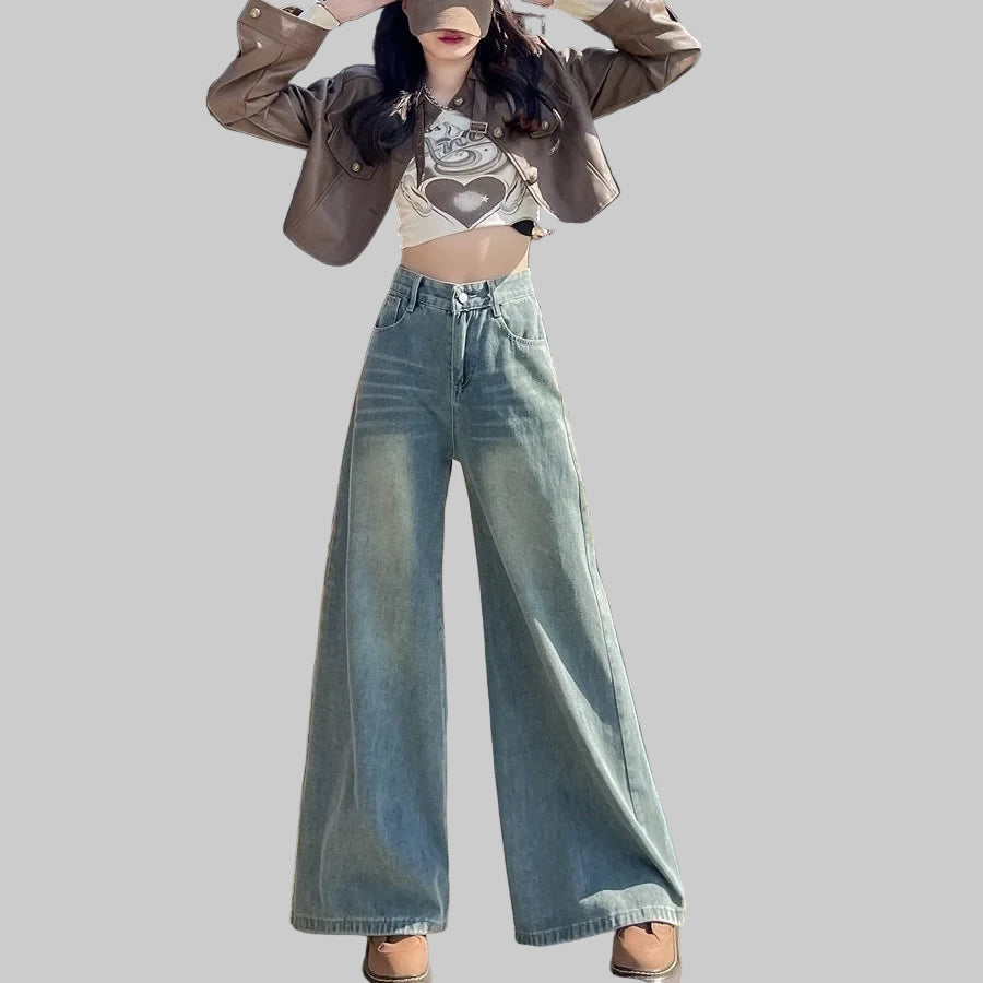 American Style High-Waisted Straight Leg Jeans