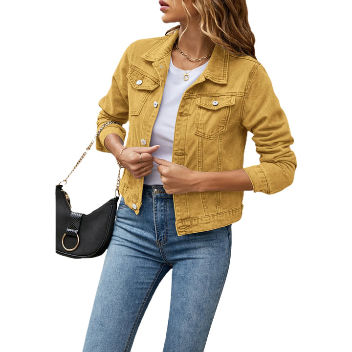 Casual Denim Jacket - Long Sleeve Lapel Button-Down