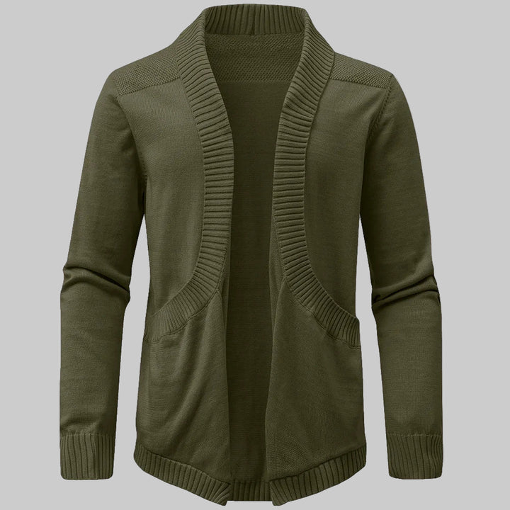 Classic V-Neck Solid Color Knit Cardigan