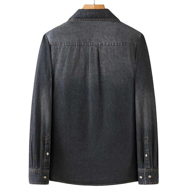 Slim Fit Long Sleeve Cotton Denim Shirt