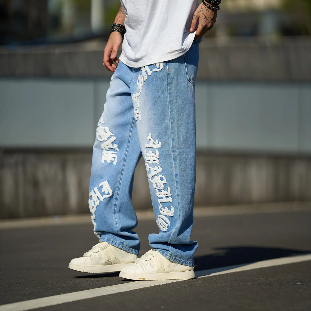 Men's Casual Straight Denim Pants - Trendy Loose Fit Streetwear Jeans