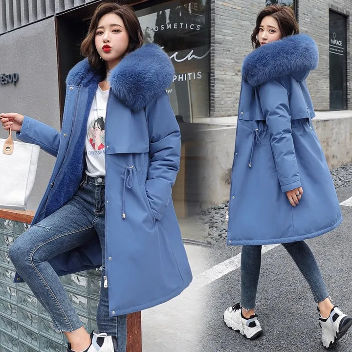 Fitted Mid-Length Parka Warm Casual Outerwear