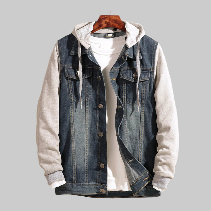 Casual Slim Fit Hooded Zippered Denim Top