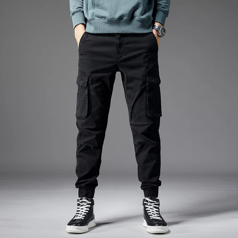 Slim Fit Elastic Waist Cargo Jeans