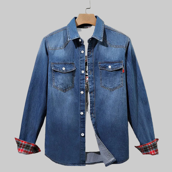 Slim Fit Cotton Long Sleeve Cowboy Denim Shirt