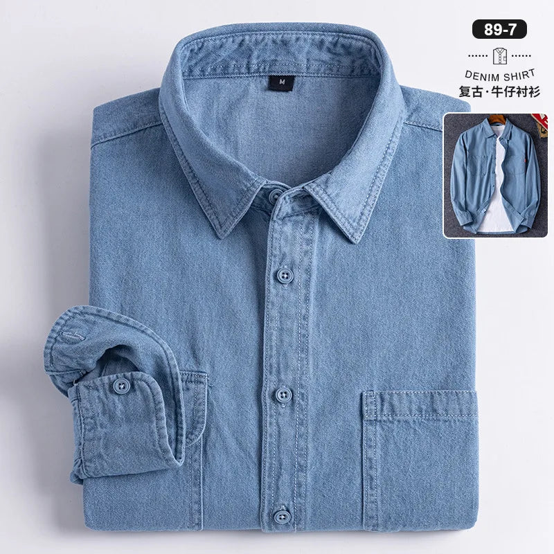 Retro Cotton Washed Denim Shirt