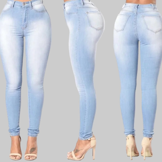High-Waisted Bleached Distressed Skinny Ankle Jeans