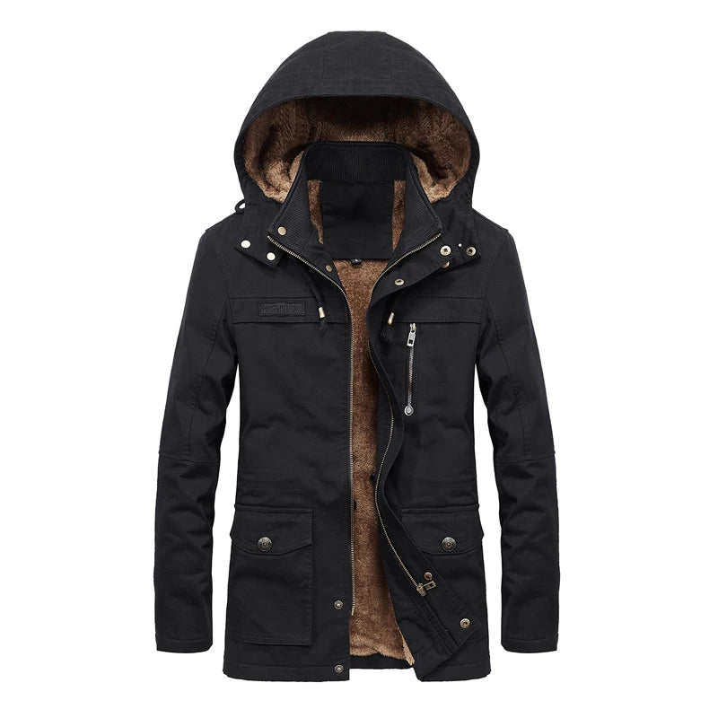 Thick Cotton Padded Multi-Pocket Military Cargo Parka