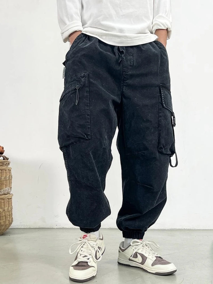 Premium Snow Wash Distressed Cargo Pants