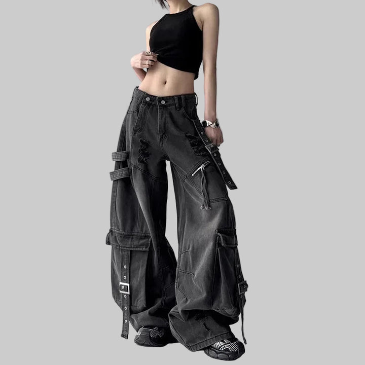 American Retro Deconstructed Sash Jeans