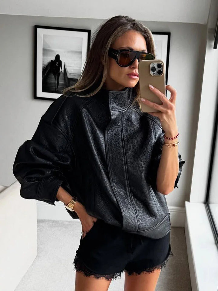 Retro Autumn Texture Leather Jacket